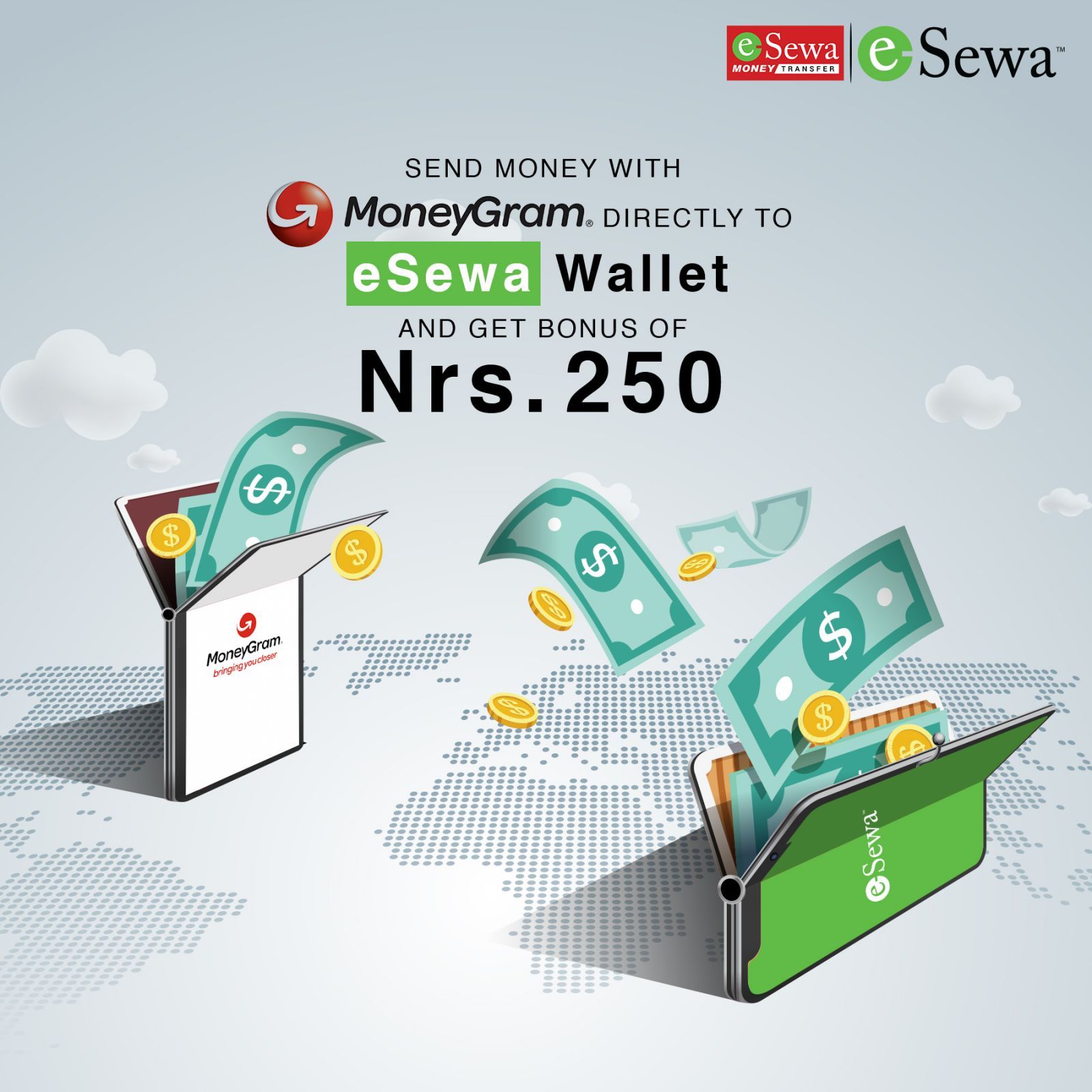 Rs 250 Bonus with MoneyGram and eSewa Money Transfer